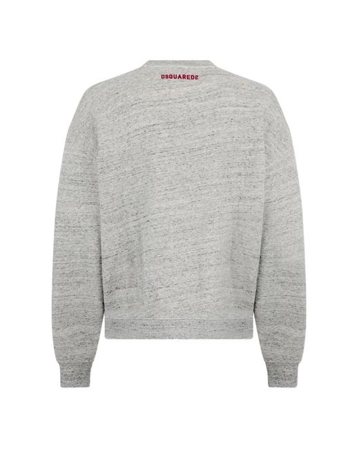 DSquared² Hoodies & Sweatvesten ,Grijs ,Leer D2 College Crewneck Sweatshirt in het Gray voor heren
