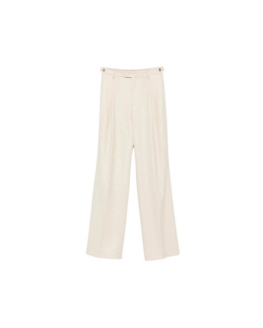 Berwich Broeken ,Wol Simona 1P Plissé Broek in het White