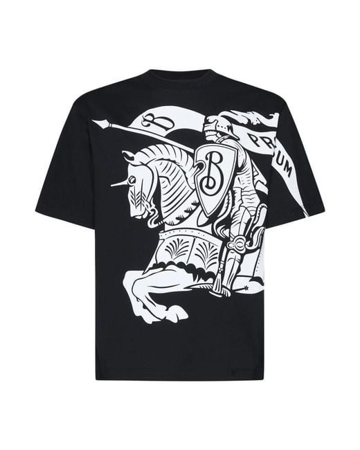 Burberry Tops ,Zwart ,Katoen Equestrian Knight Cotton T-Shirt in het Black voor heren