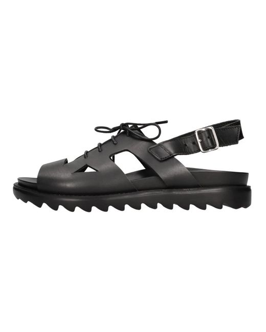 LE BOHÉMIEN Black Flat Sandals