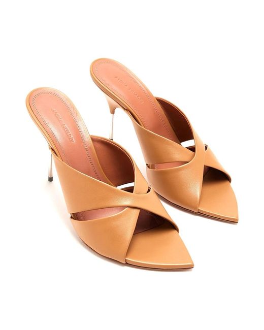 AMINA MUADDI Brown Heeled Mules