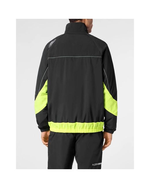 Philipp Plein Fitness ,Zwart ,Polyester Technical Jogging Bomber Jacket Ls Scratch in het Black voor heren