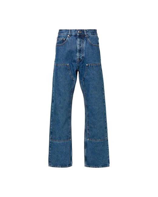 Palm Angels Blue Straight Jeans for men