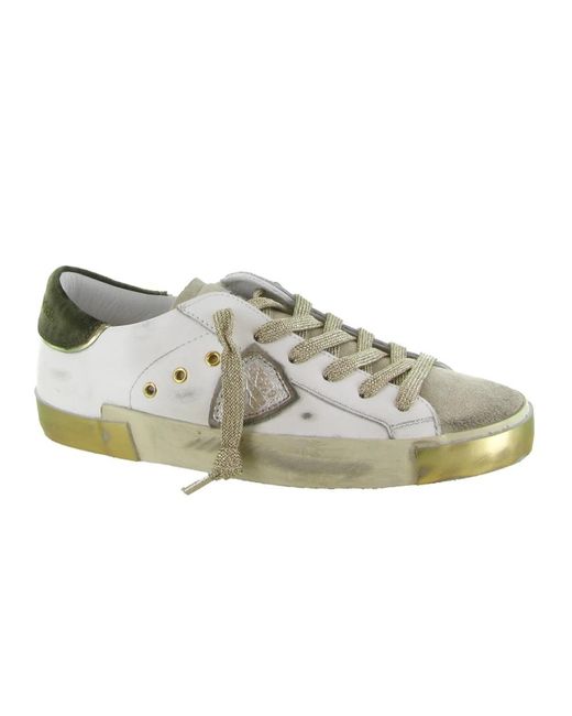 Philippe Model Schoenen ,Wit ,Leer Prsx Low in het Gray