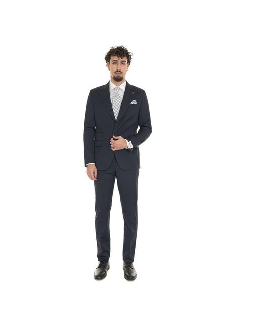 Paoloni Blue Single Breasted Suits for men