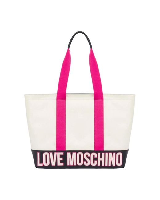Borsa shopping in tessuto di Moschino in Pink