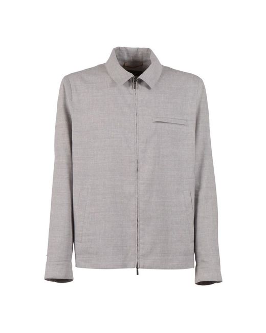 Peserico Giacca-Camicia Con Zip in het Gray voor heren