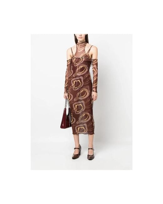 Julfer Brown Midi Dresses