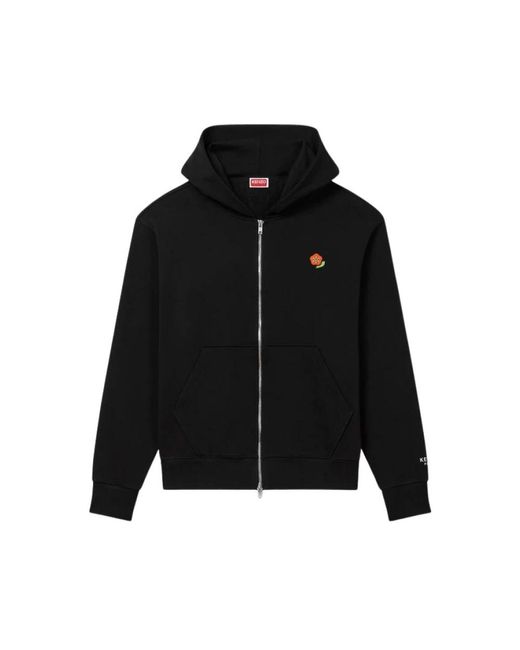 Felpa con zip ricamata ' pop' di KENZO in Black da Uomo