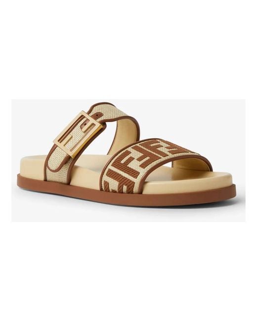 Fendi Brown Sliders