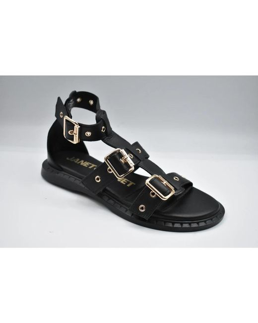 Janet & Janet Black Flat Sandals