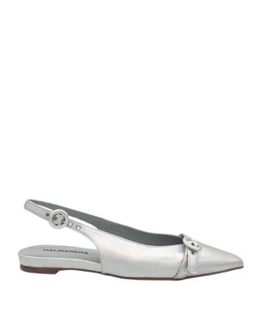 Halmanera Schoenen ,Grijs ,Leer Zilver Iridescent Leren Slingback Schoenen in het Metallic
