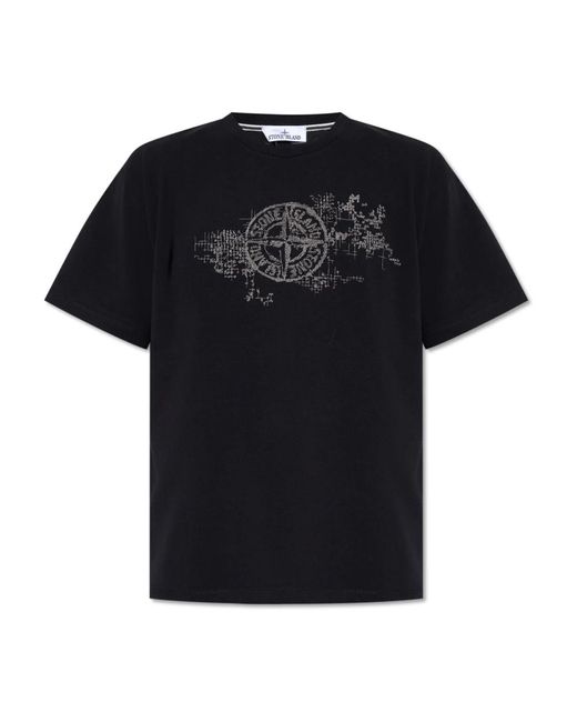 Stone Island T-shirt mit logo in Black für Herren