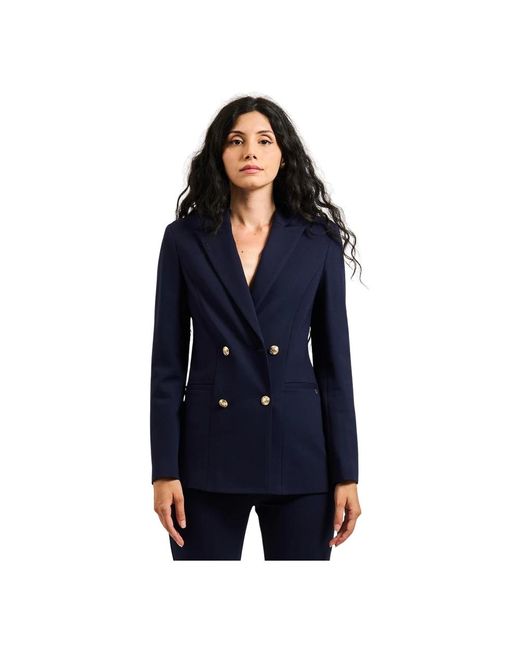 GAUDI Blauwe Double-Breasted Blazer Met Gouden Knopen in het Blue