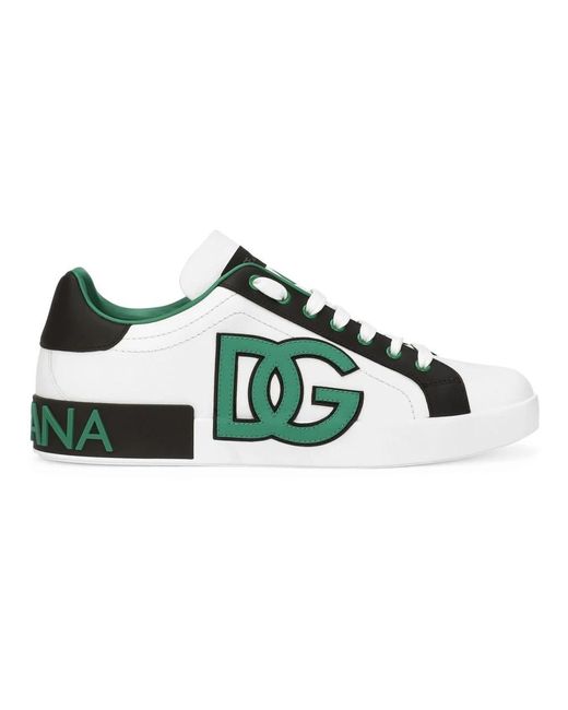 Dolce & Gabbana Green Calfskin Portofino Sneakers for men