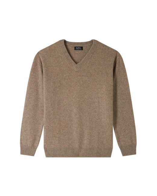A.P.C. Brown V-Neck Knitwear