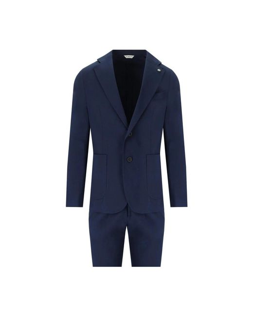 Manuel Ritz Blue Single Breasted Suits for men
