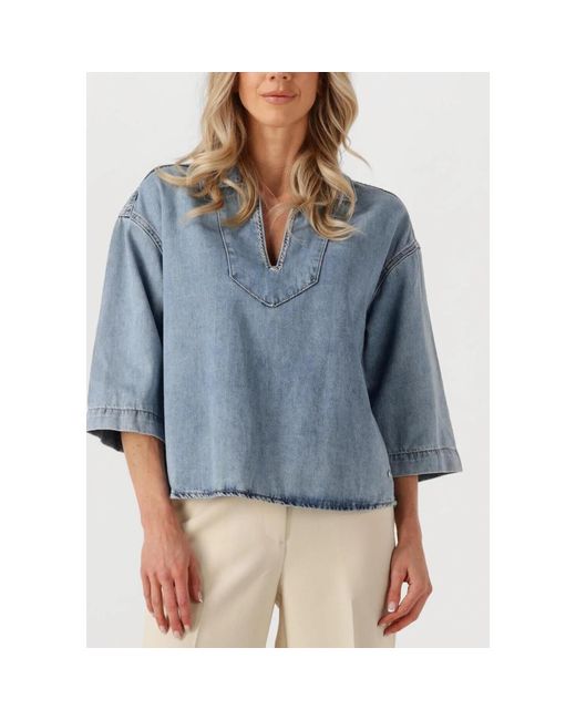 Mos Mosh Overhemden ,Blauw ,Lichtblauwe Merla Blouse Charm in het Blue