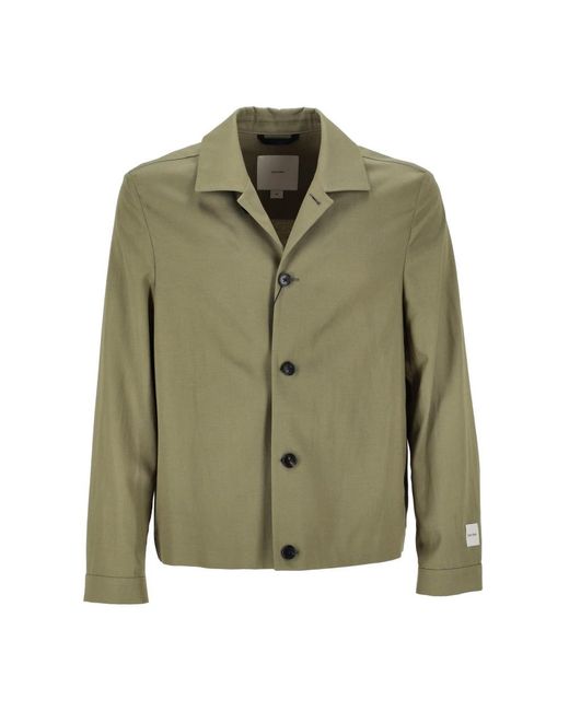 Calvin Klein Jassen ,Groen ,Katoen Tencel Katoen Linnen Shacket Jas in het Green voor heren