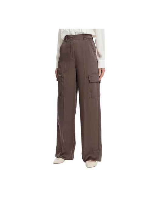 Pantaloni marroni stile khat di Marella in Brown