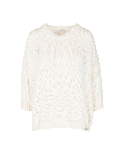 Ottod'Ame White Baumwollpullover Mit Rippdetails