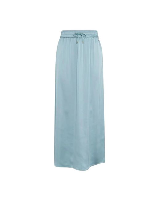 Herno Rokken ,Blauw ,Katoen Zijden Crêpe Lange Rok Met Zijsplit in het Blue