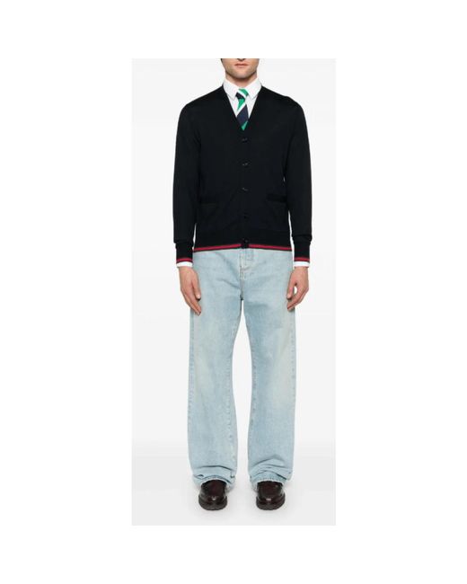 Gucci Truien & Vesten ,Blauw ,Wol Midnight Cardigan Met Voorknoppen in het Black voor heren