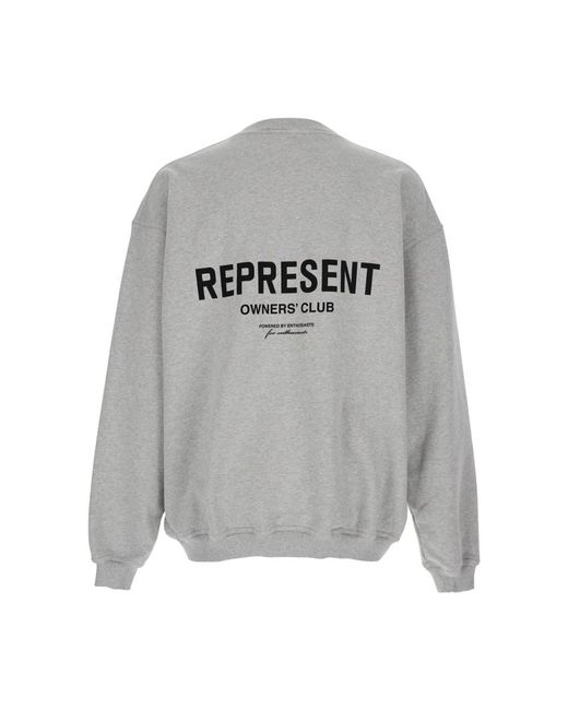 Represent Hoodies & Sweatvesten ,Grijs ,Katoen Grijze Logo Crewneck Sweatshirt Katoen in het Gray voor heren