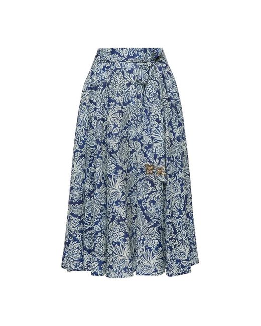 Maliparmi Blauw Magische Bloemen Rok in het Blue