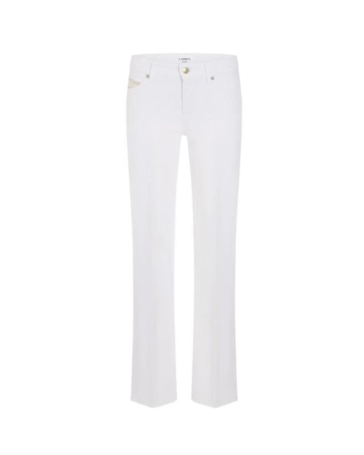 Cambio White Straight Trousers