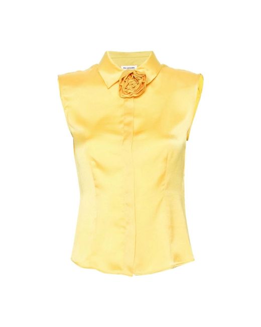 Blugirl Blumarine Yellow Satinärmelloses gelbes hemd