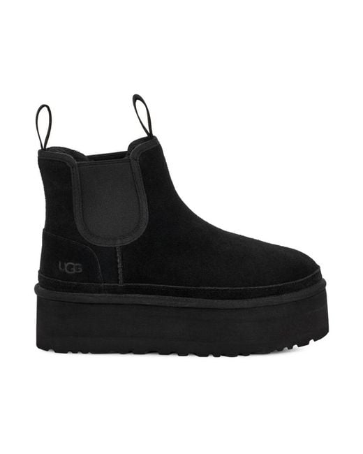 Ugg Black Neumel Suede Platform Chelsea Boots