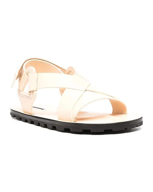 Jil Sander White Flat Sandals