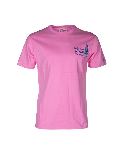 T-shirt uomo con stampa cartoon di Mc2 Saint Barth in Pink da Uomo