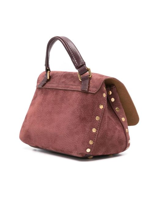 Zanellato Purple Rote Wildleder Handtasche