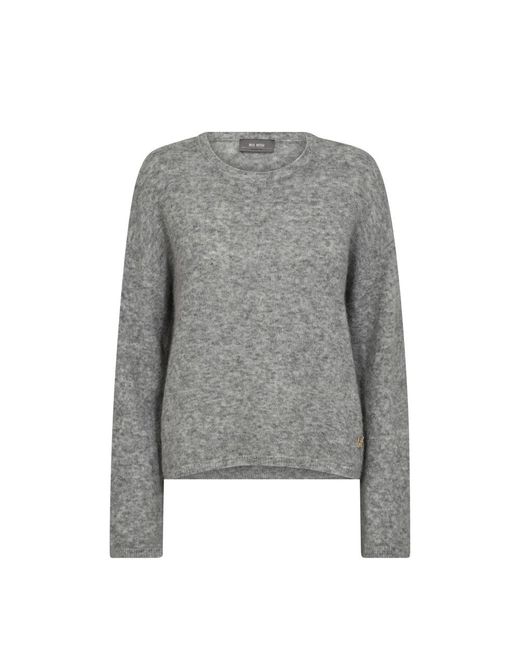 Mos Mosh Zachte Gebreide Trui Grijs Melange in het Gray