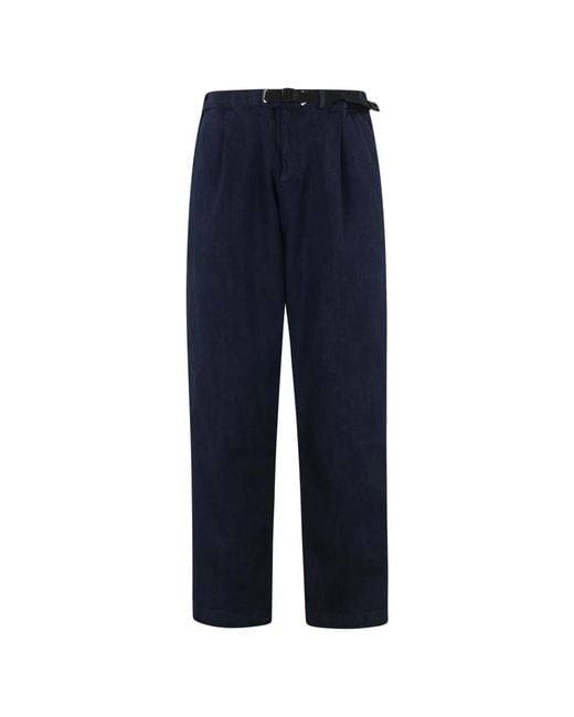 White Sand Blue Straight Trousers for men