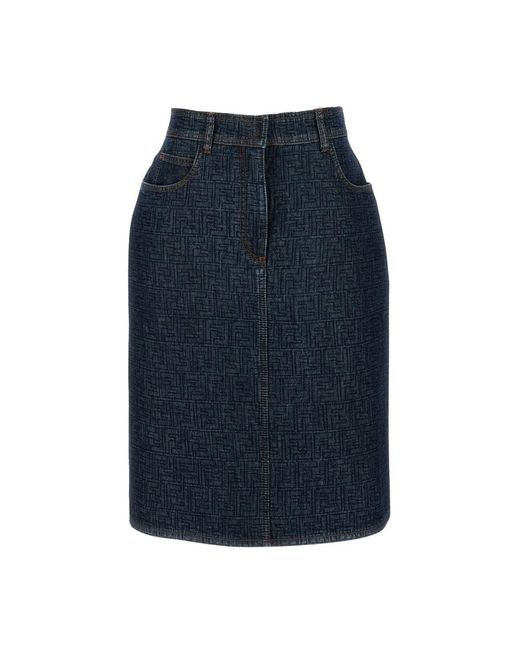 Fendi Flared Midi Rok in het Blue