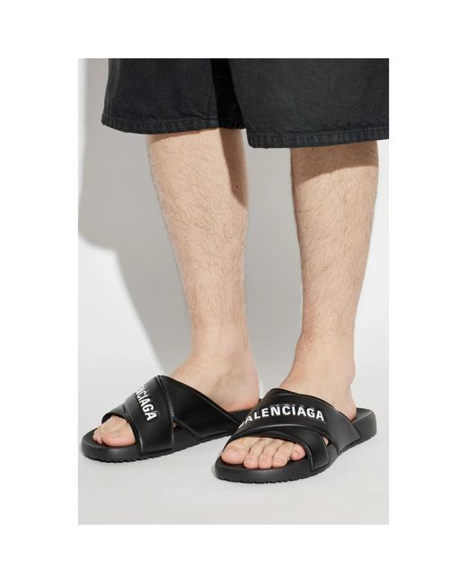 Balenciaga Black Sliders for men