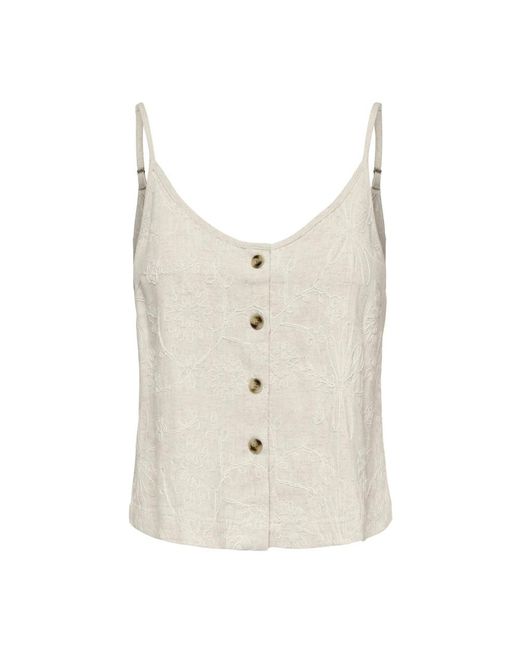 ONLY Onlsiesta Linnen Blouse in het White