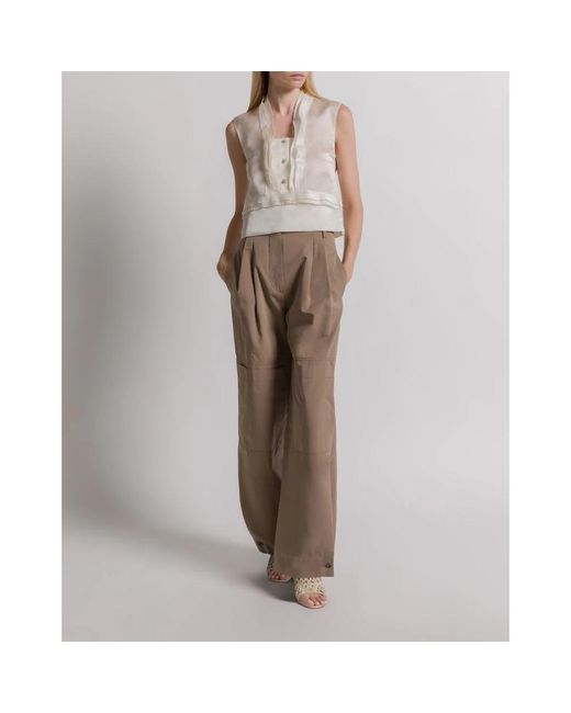 Alberta Ferretti Brown Wide Trousers