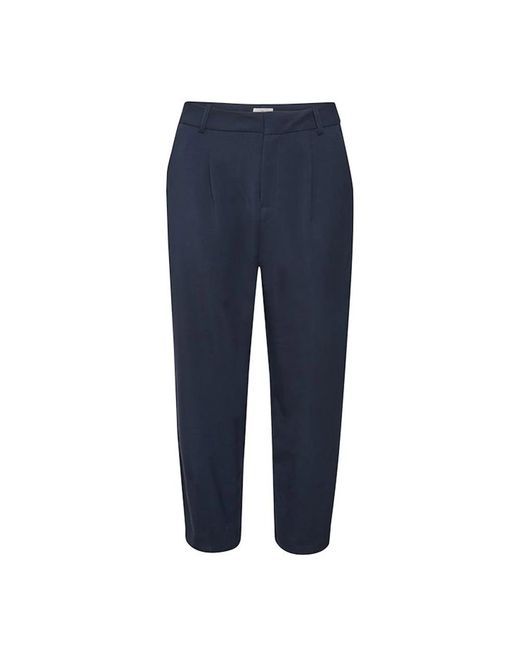 Kaffe Broeken ,Blauw ,Midnight Marine Cropped Broek Suiting in het Blue