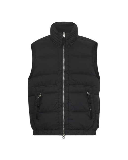 Stone Island Jassen ,Zwart ,Zwarte Gewatteerde Ritsvest in het Black voor heren
