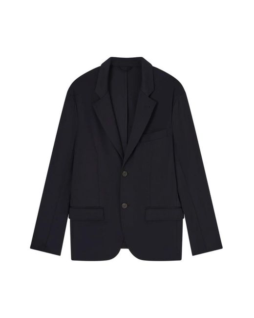 Emporio Armani Blue Nylon Single-Breasted Blazer for men
