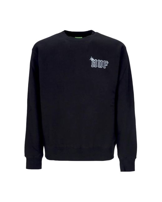 Huf Schwarzer Crewneck-Sweatshirt Mit Logo in Blue für Herren