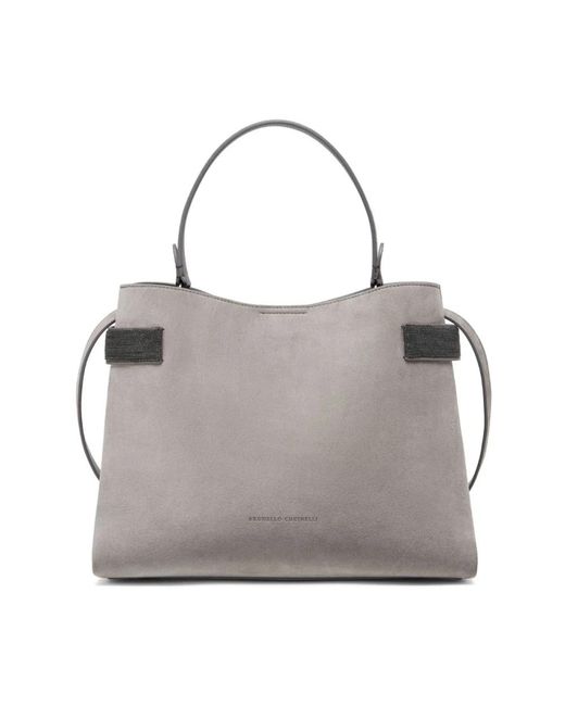 Brunello Cucinelli Gray Shoulder Bags