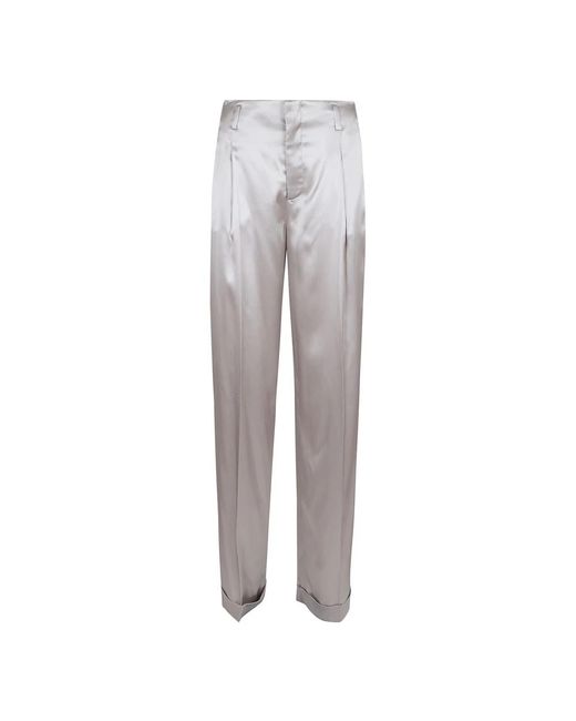 Pantaloni grigi chiaro plissettati a lunghezza intera di Ralph Lauren in Gray