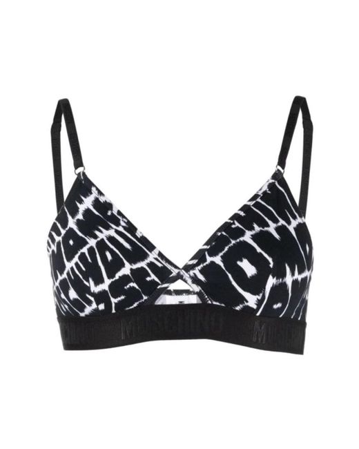 Moschino Ondergoed ,Zwart ,Katoen Fantasy Print Triangelbeha in het Black