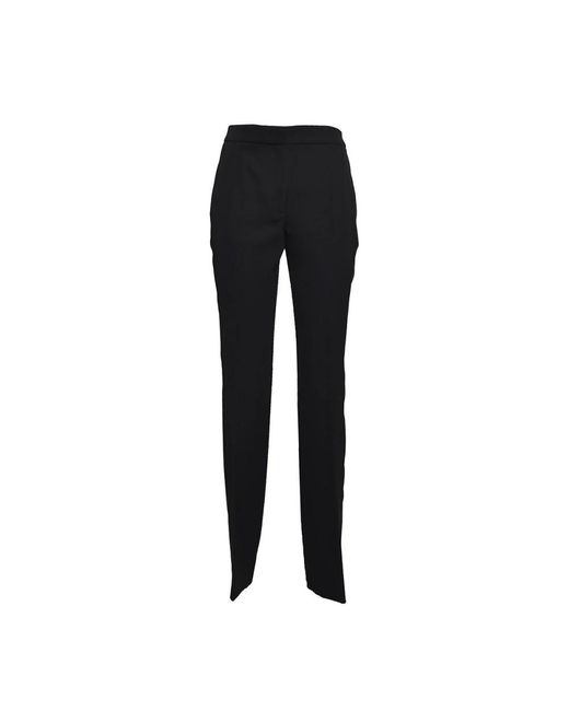Moschino Black Virgin Wool Tailored Trousers With Satin Band