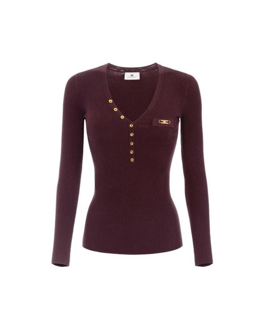 Elisabetta Franchi Purple V-Neck Knitwear